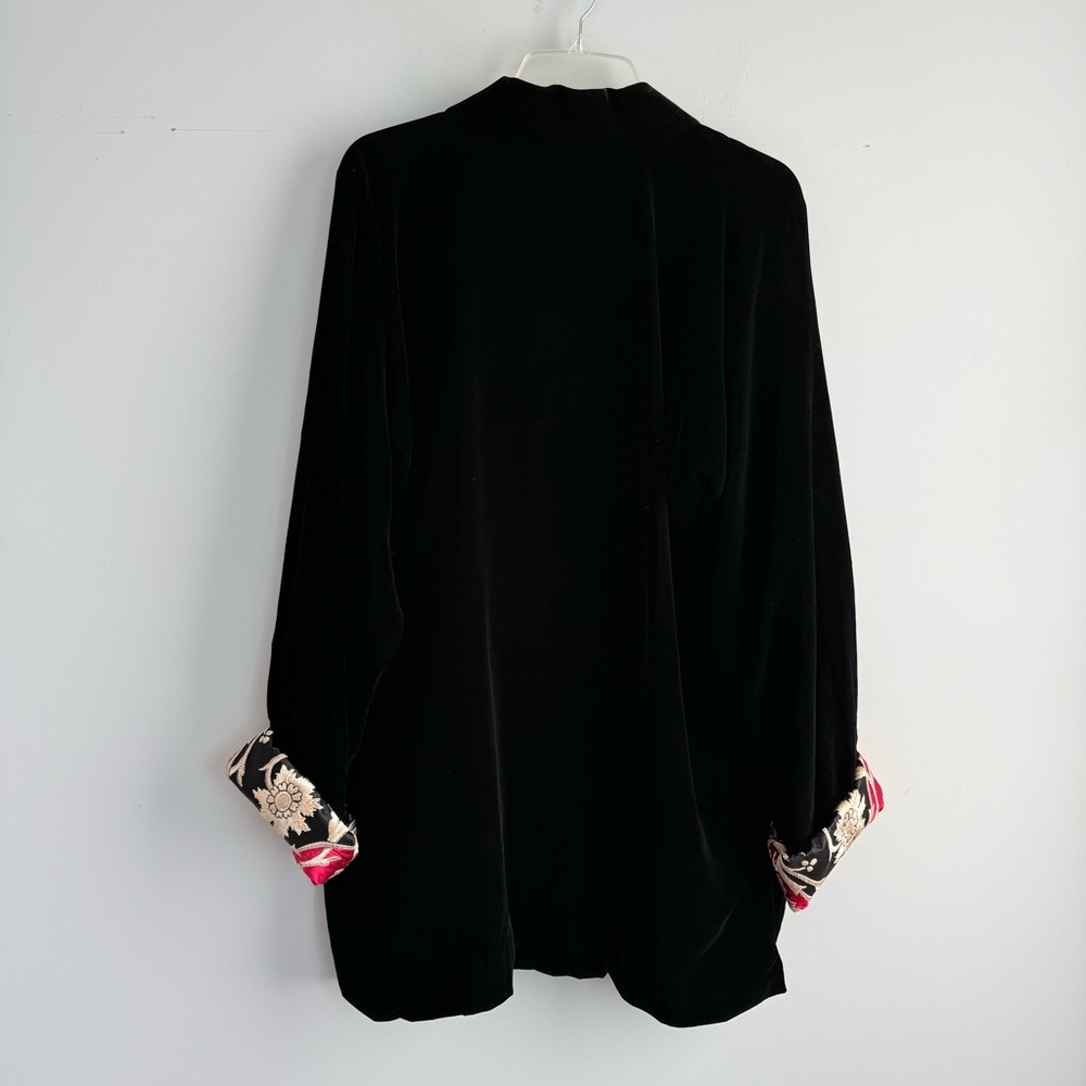 Shanghai Tang Black Velvet Chinese Mandarin Jacket Silk Embroidered Lining US 14 - Picture 5 of 16